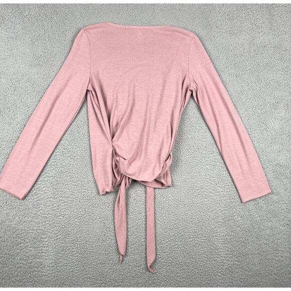 J. Jill Women's Shirt Pink Long Sleeve Low Cut True Wrap Top Deep V Neck Small - Picture 5 of 10